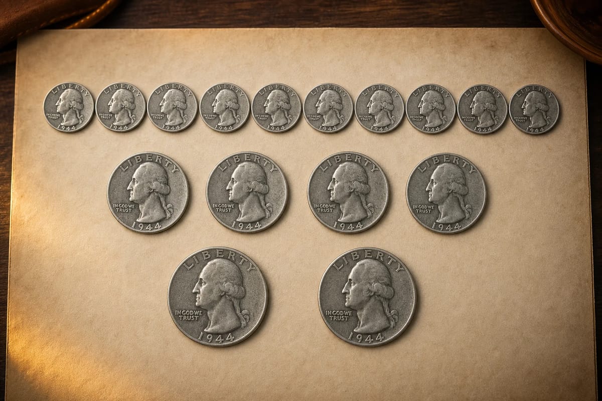 One dollar of face value: ten dimes, four quarters, two half dollars