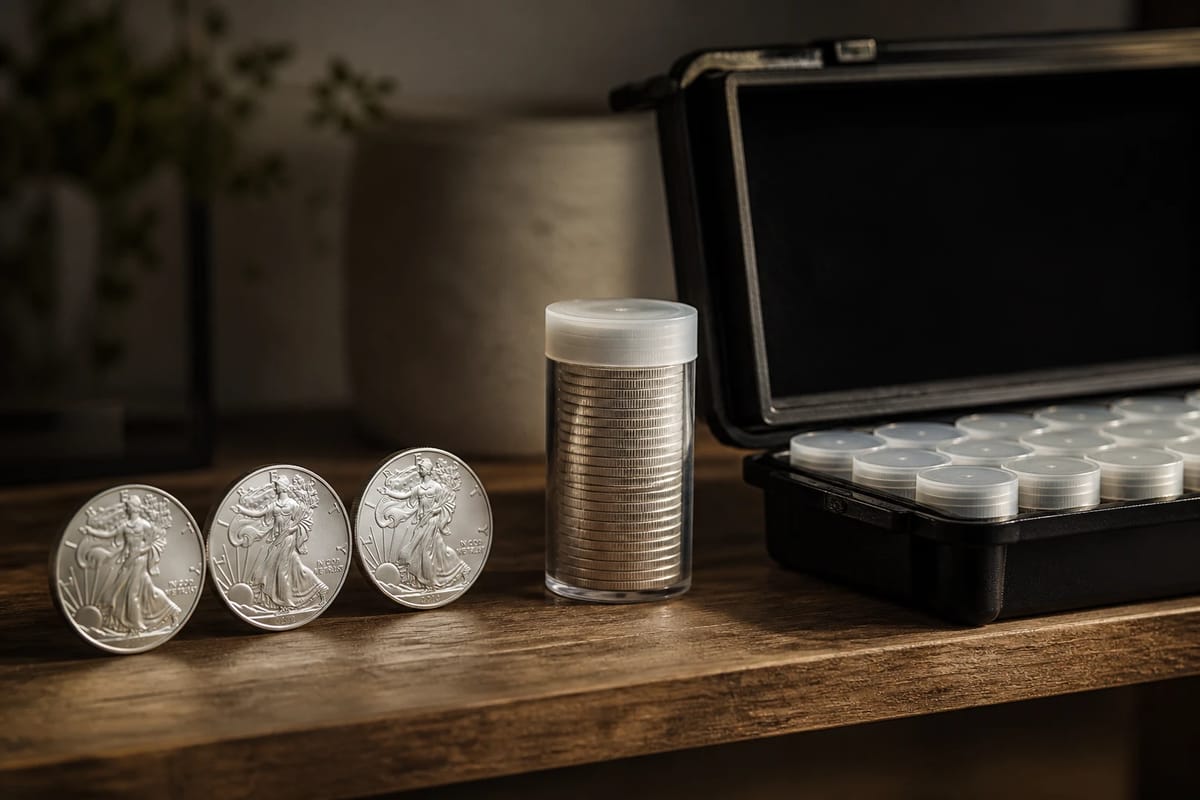 From loose coins to full tubes to a case of tubes — how a silver stack grows