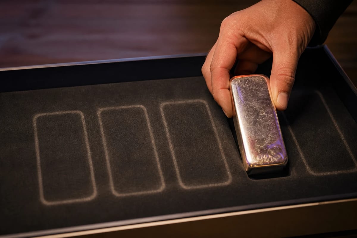 Lifting the last silver bar from an empty tray