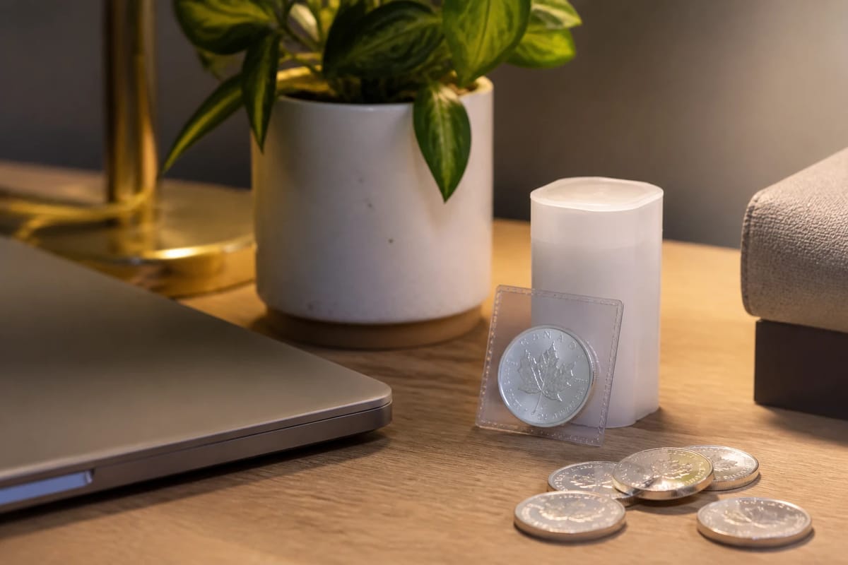 A young stacker's desk with their first coin and starter tube