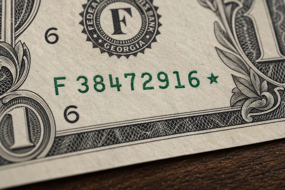 A star at the end of the serial number marks a replacement note