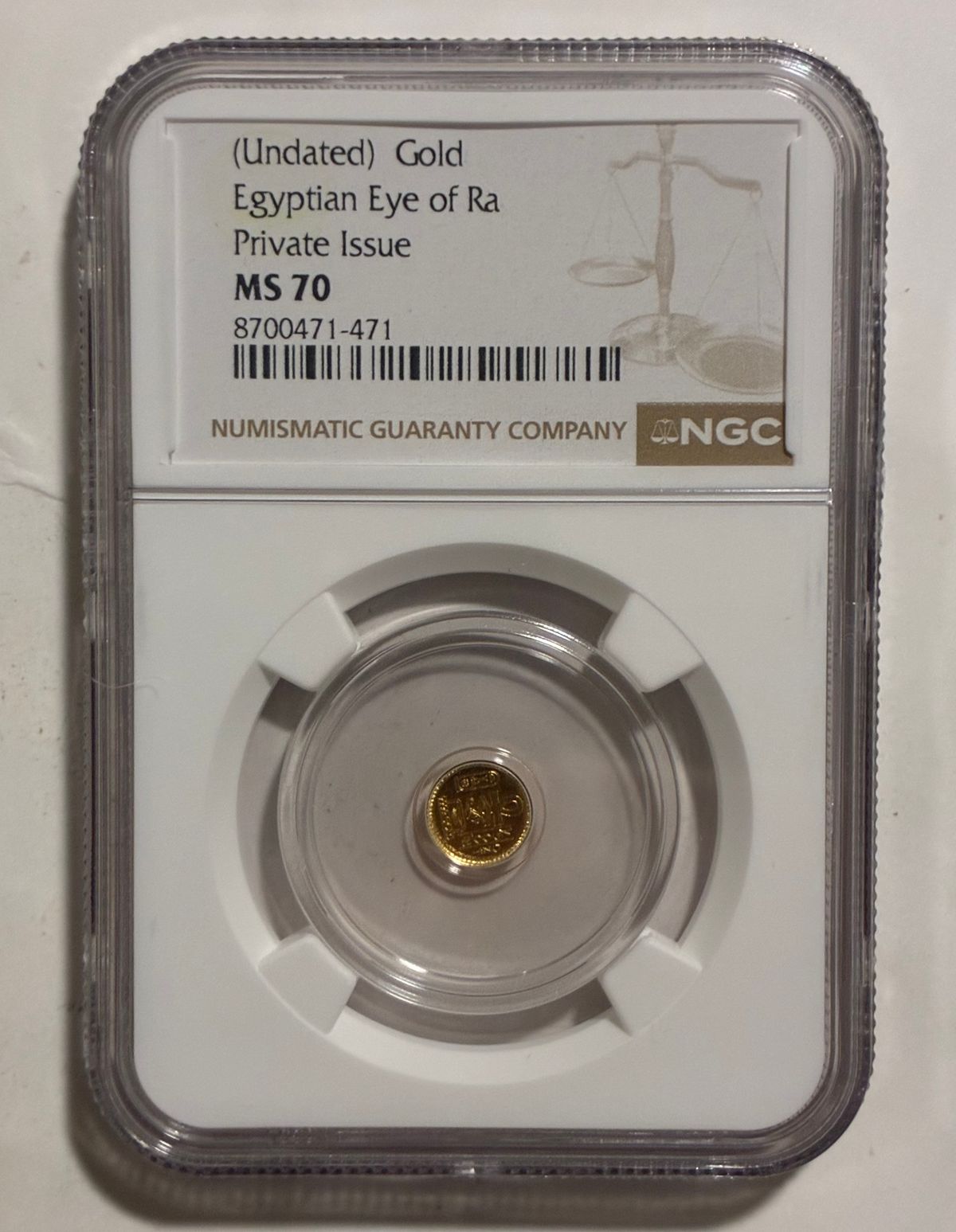 NGC MS70最高鑑定 エジプト Eye of Ra 金貨 おまけ付き 1/500 oz Egyptian Eye Of Ra Private Issue NGC MS70 | PeerMetals