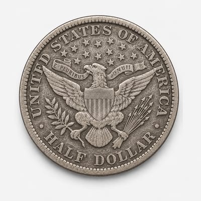 1913-P Barber Half Dollar reverse