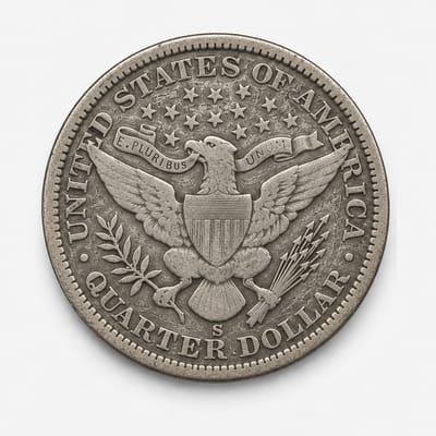 1901-S Barber Quarter reverse