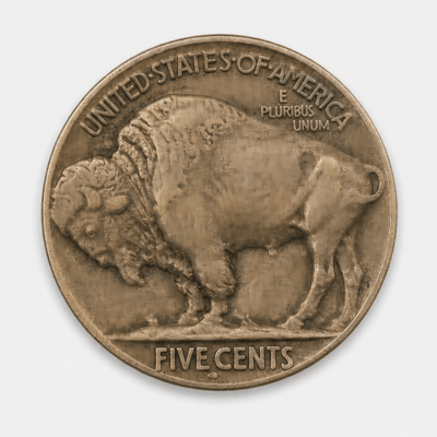 1918-D 8 Over 7 Buffalo Nickel reverse