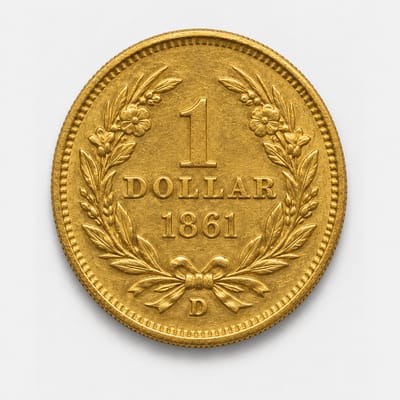 1861-D Type 3 Gold Dollar reverse