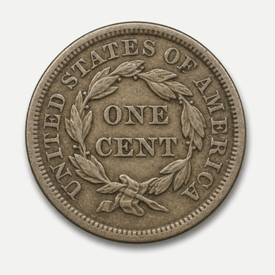1859 Laurel Wreath Reverse Indian Head Penny reverse