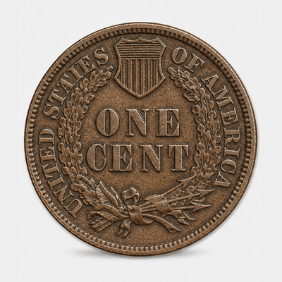 1873 Closed 3 Indian Head Penny reverse