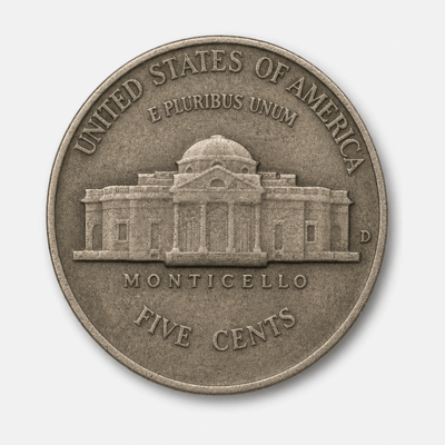 1938-D Jefferson Nickel reverse