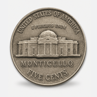 1939 Doubled Die Reverse Jefferson Nickel reverse
