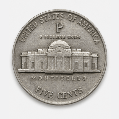1943-P 3 Over 2 Overdate Jefferson Nickel reverse