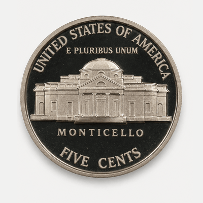 1971 No S Proof Jefferson Nickel reverse