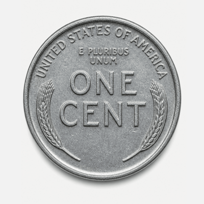 1943-P Steel cent Lincoln Wheat Penny reverse