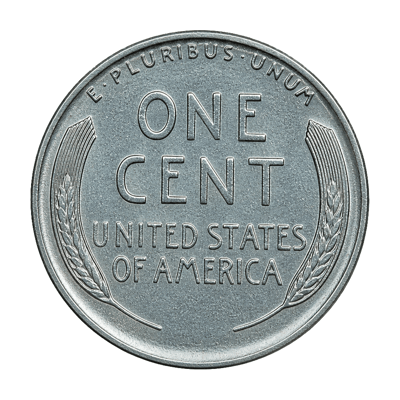 1944 Steel error Lincoln Wheat Penny reverse