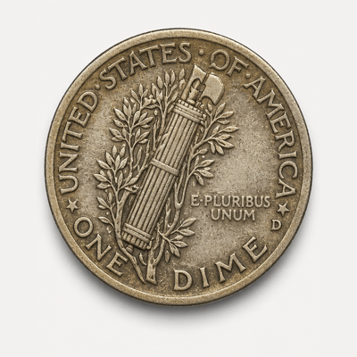 1921-D Mercury Dime reverse