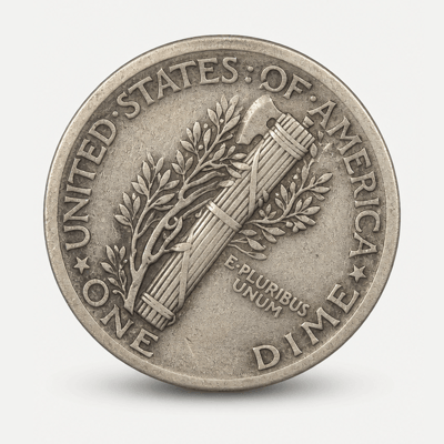 1921 Mercury Dime reverse