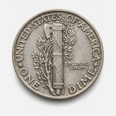 1942 42 Over 41 Overdate Mercury Dime reverse
