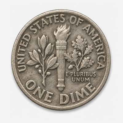 1982 No Mint Mark Roosevelt Dime reverse