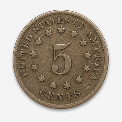 1867 Without Rays Shield Nickel reverse