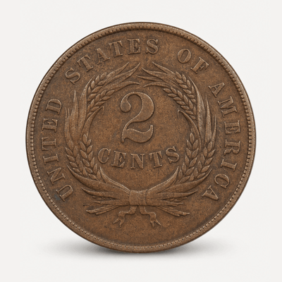 1869 Two-Cent Piece reverse