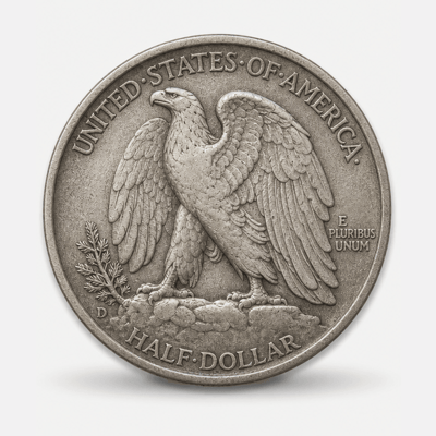 1919-D Walking Liberty Half Dollar reverse