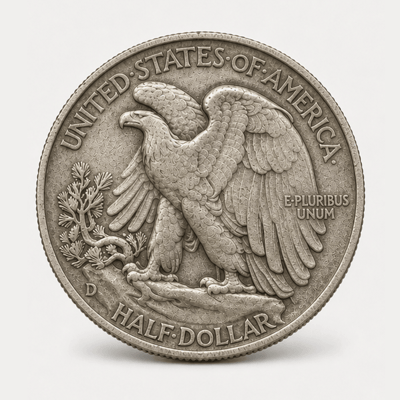 1938-D Walking Liberty Half Dollar reverse