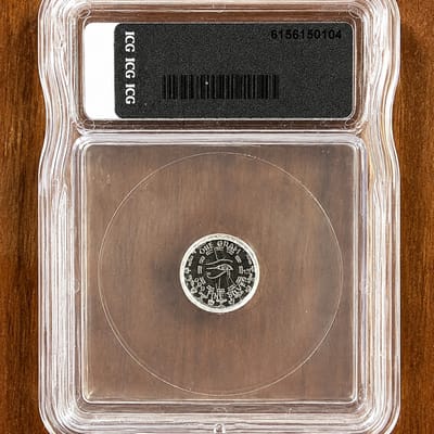ICG MS70 Egyptian Montu 1 Gram .999 Silver Antiqued Coin Slabbed - additional view