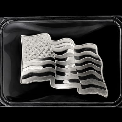 Sunshine Mint SMI 1 oz .999 Fine Silver Waving American Flag Shaped Bar  Price