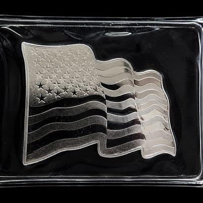 Sunshine Mint SMI 1 oz .999 Fine Silver Waving American Flag Shaped Bar  Price - additional view