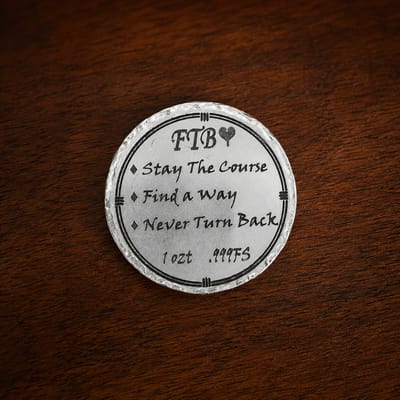 FTB Wayfinder 1 Oz .999 Fine Silver Compass Round Hand Hammered Edge - additional view