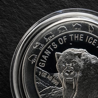2020 Ghana 5 Cedis Saber-Toothed Cat 1 oz .999 Silver Giants Ice Age - additional view