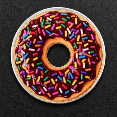 FTB 1/2 Oz .999 Fine Silver Donut Round REAL HOLE Chocolate Sprinkles