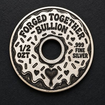 FTB 1/2 Oz .999 Fine Silver Donut Round REAL HOLE Chocolate Sprinkles - additional view