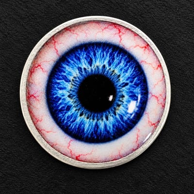 FTB Halloween 2026 Blue Eyeball 1/2 Ozt .999 Fine Silver Art Round
