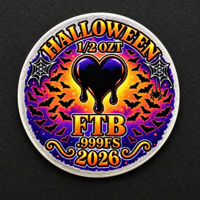 FTB Halloween 2026 Blue Eyeball 1/2 Ozt .999 Fine Silver Art Round - additional view