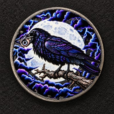FTB Halloween 2026 Raven Eyeball 1/2 Ozt .999 Fine Silver Art Round
