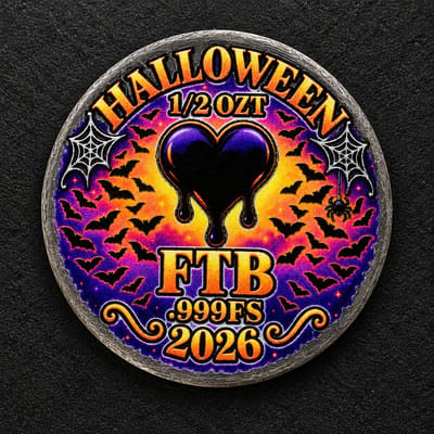 FTB Halloween 2026 Raven Eyeball 1/2 Ozt .999 Fine Silver Art Round - additional view