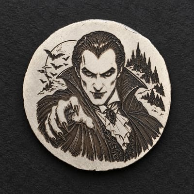 FTB Dracula Vampire 1 OZT .999 Fine Silver Round #/10 Halloween Limited