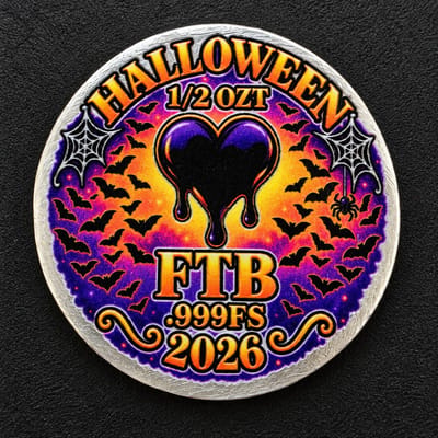 FTB Halloween 2026 Brown Eyeball 1/2 Ozt .999 Fine Silver Art Round - additional view