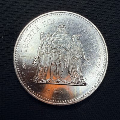 1976-79 FRANCE SILVER 50 FRANCS  BU COIN