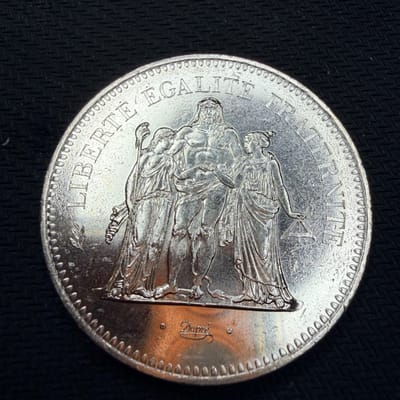1976-79 FRANCE SILVER 50 FRANCS  BU COIN - additional view