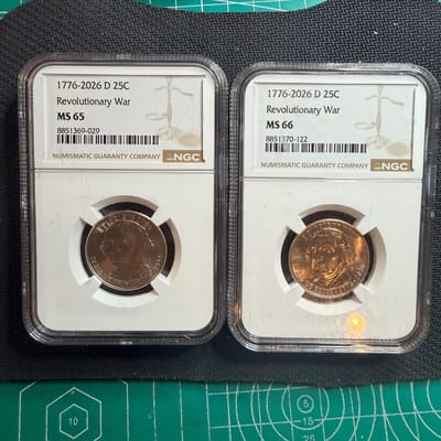 Lot Of  2 | 2026 D 25¢ Revolutionary War Washington Quarter | NGC MS66 & MS65