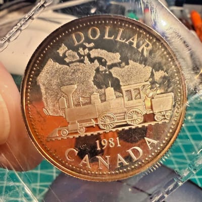 1981 Canada .500 | .375 ASW Silver Dollar | Train Engine & Map 00859