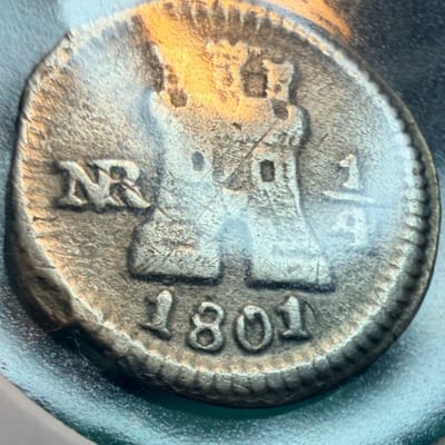 1801 COLOMBIA 1/4 Real Nuevo Reino Rare Circulated Cuartillo