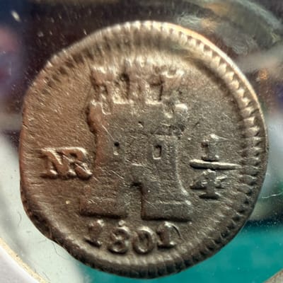 1801 COLOMBIA 1/4 Real Nuevo Reino Rare Circulated Cuartillo - additional view
