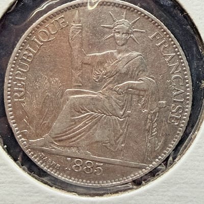 1885 A FRENCH INDOCHINA 20 CENTIMES SILVER COIN Paris Mint .900 Fine 5.4 Grams