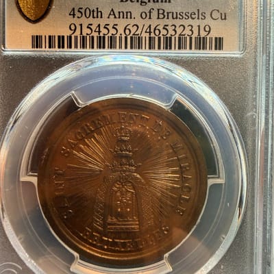 1820 BELGIUM SPECIMEN Bronze Medal Holy Sacrament Of Miracles Brussels PCGS SP62 - additional view