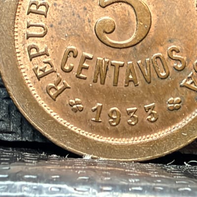 1933 Portuguese Guinea-Bissau 5 Centavos Coin - Portugal Colony, Copper 00913BB1 - additional view