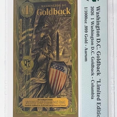 2026 Elite Colorized Washington DC Goldback PMG 67