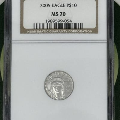 2005 $10 American Platinum Eagle 1/10 oz NGC MS70